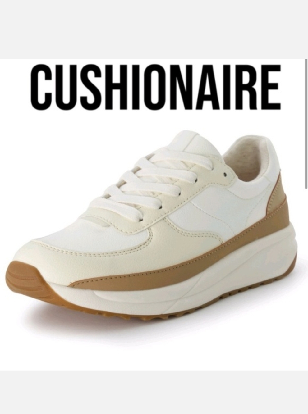 Cushionaire Score Lace-up Sneakers Womens Size 8 White Tan